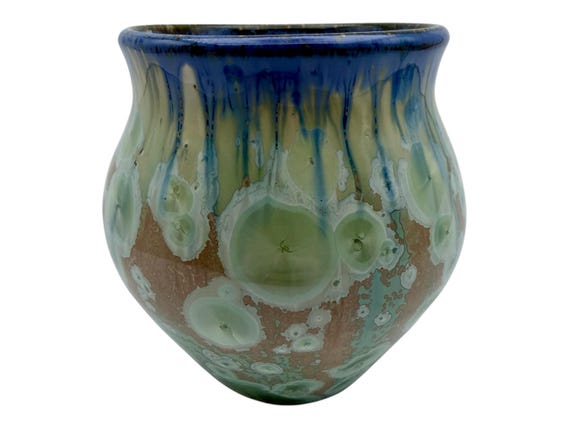 Green & Blue Crystalline Vase, view 2