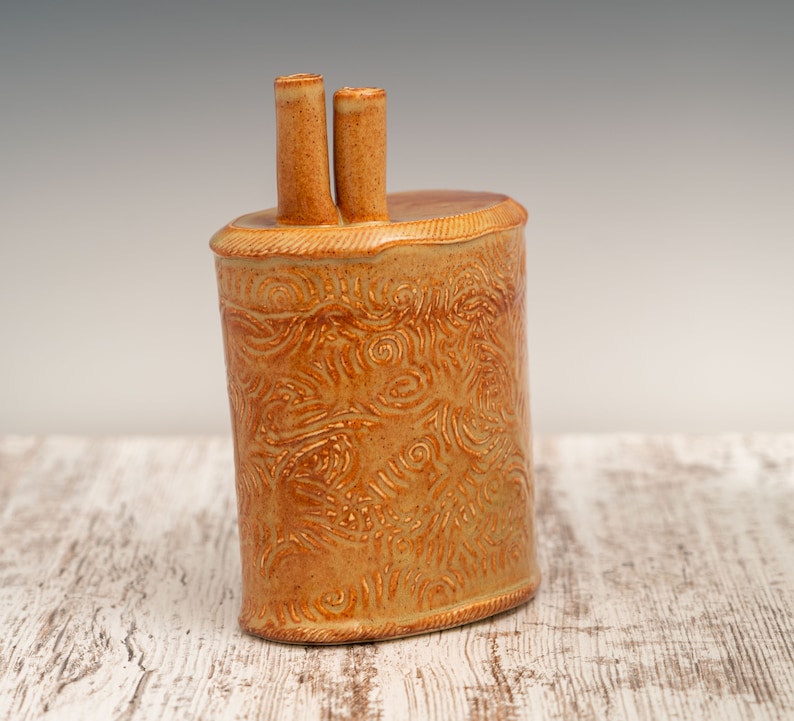 Large Shino Double-Necked Vase by Mark Barta — detail view 4