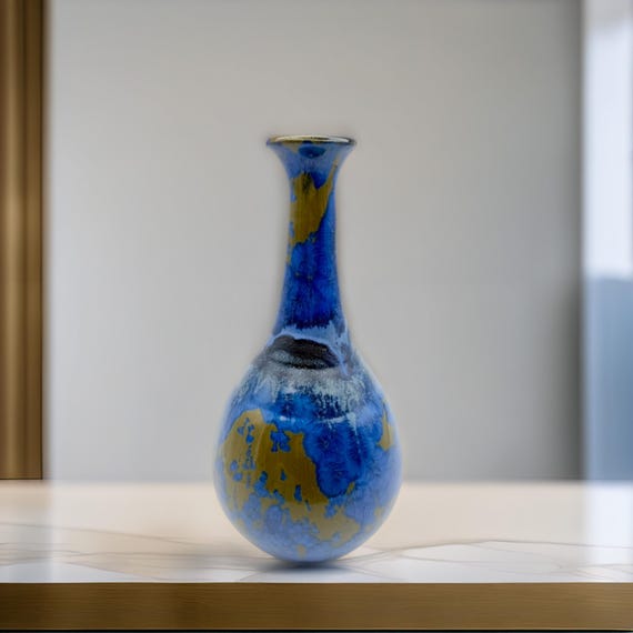 Crystalline Glaze Vase — Blue & Gold by Mark Barta