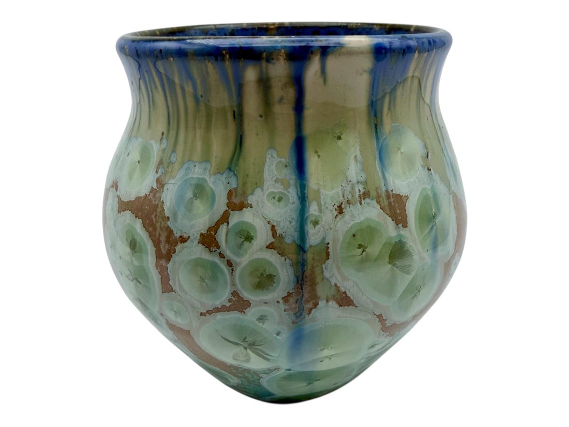 Green & Blue Crystalline Vase by Mark Barta — full view