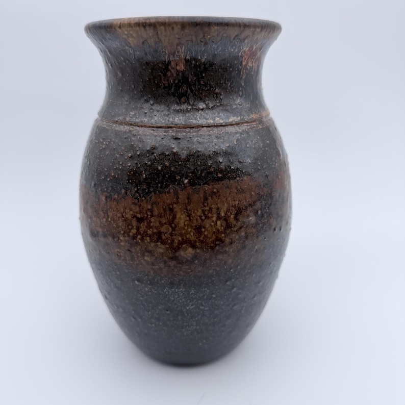 Textured Brown & Copper Vase by Mark Barta — detail view 2