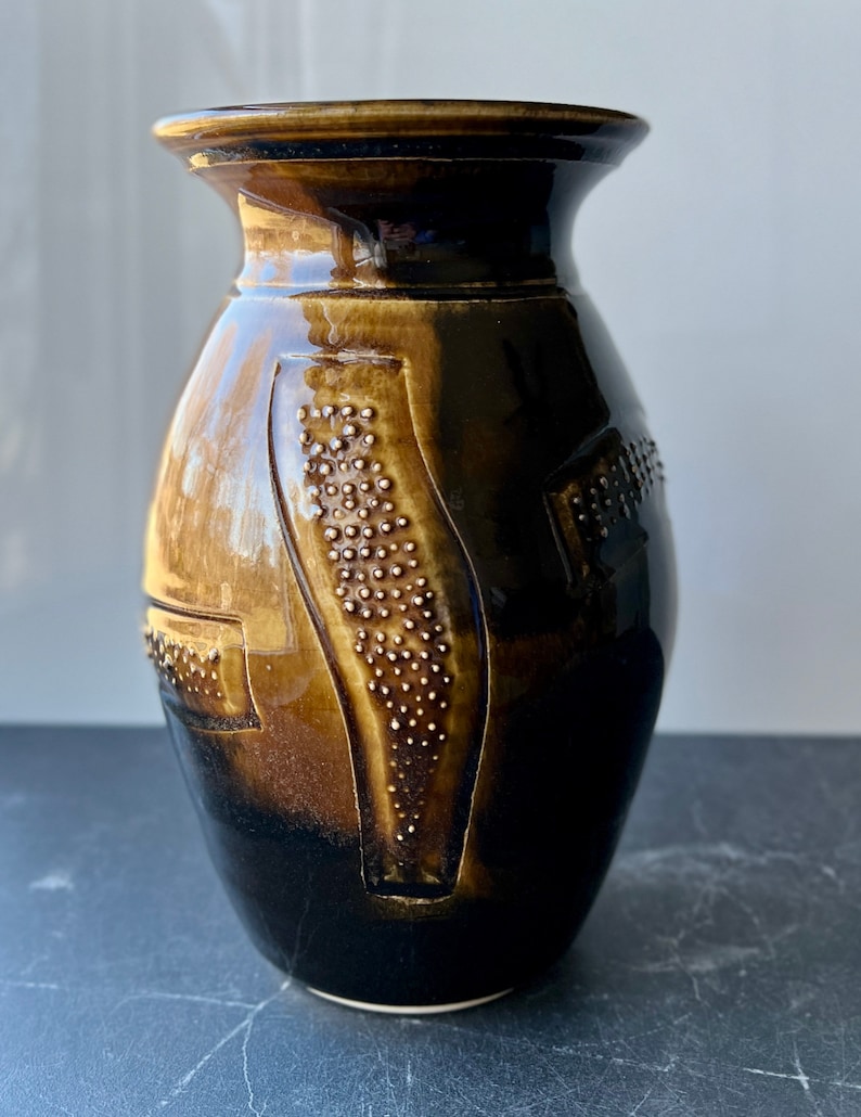 Large Raised-Dot & Carved Vase by Mark Barta — detail view 2