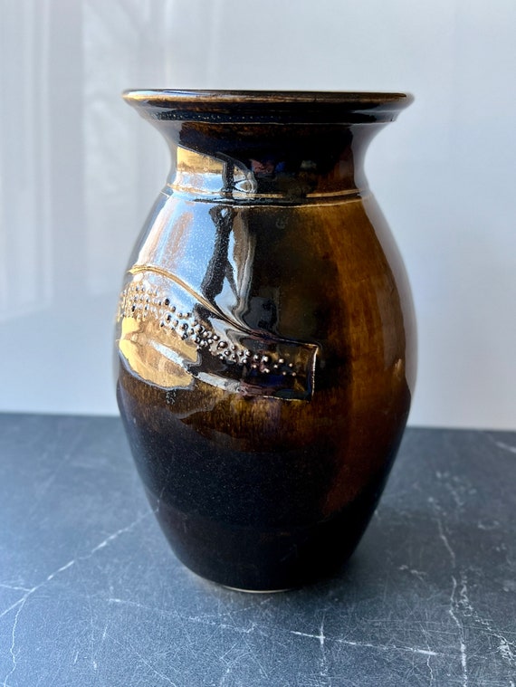 Large Raised-Dot & Carved Vase, view 3