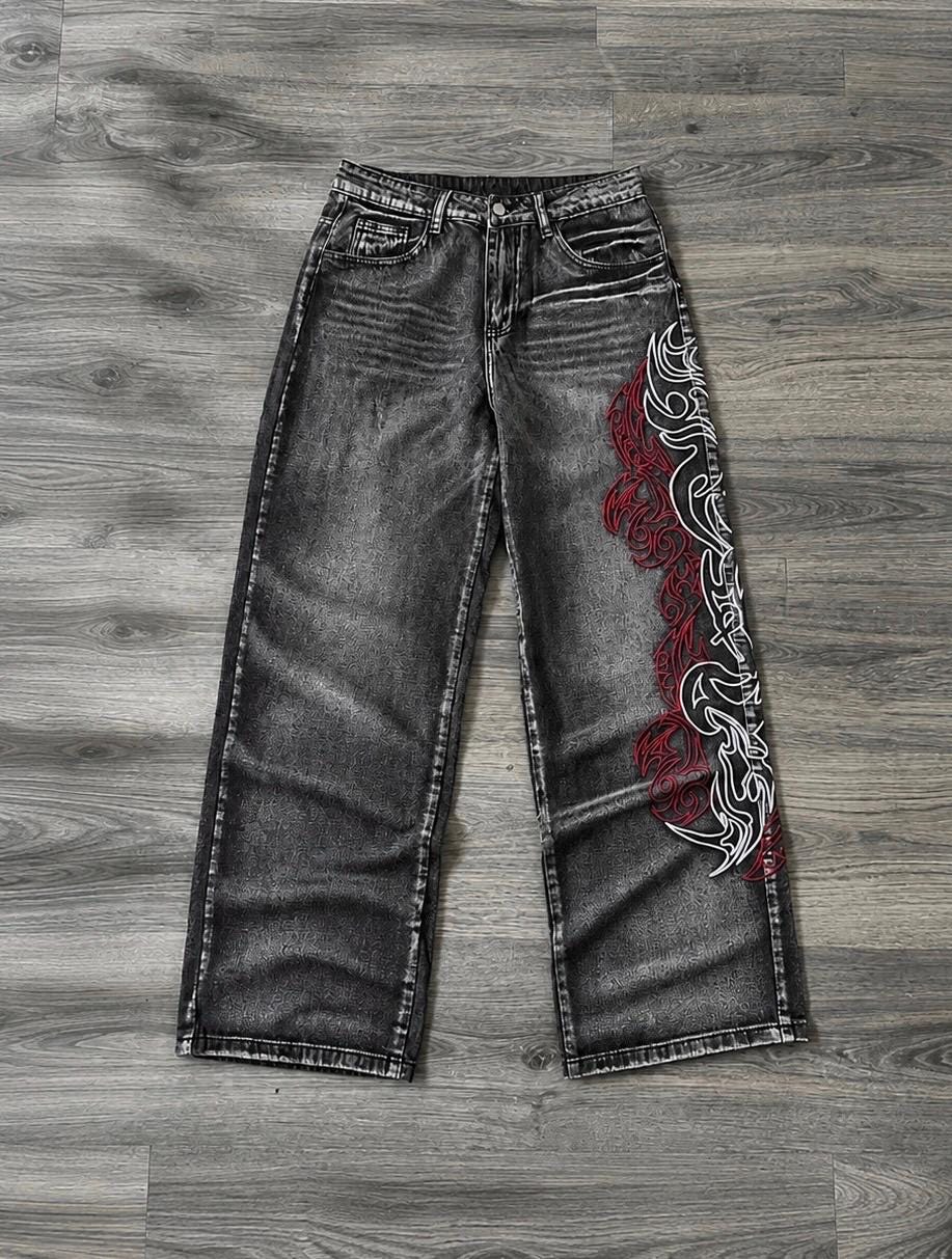 Mens Vintage Y2k Baggy Jeans Embroidered - Etsy