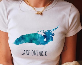 Carte du lac Ontario (PNG), motif pour t-shirt carte de l'Ontario, carte du lac du Canada (PNG), motif pour t-shirt canadien, format PNG pour sublimation, téléchargement numérique