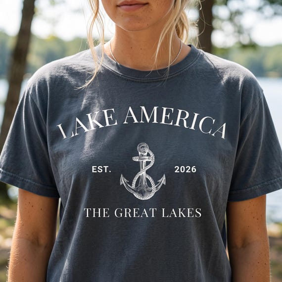 Lake America EST 2026 Shirt, Vintage Lake America Tee, Retro TShirt, Trendy Graphic Top, Great Lakes Adventure Travel Shirt