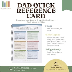 New Dad Cheat Sheet, Quick Reference Card for Newborn Care
