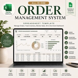 Order Management Spreadsheet | Excel  Google Sheets Template | Sales & Inventory Tracker | Customer Database |