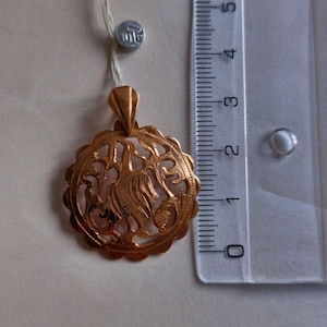 Sovjetiskt vintage fågelhänge i 14K guld, 583 guld, originaletikett, 4,44 g