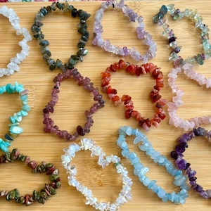 Crystal Gemstone Chip Bracelets in various crystals and gemstones