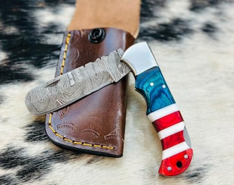 Handgemaakt Damascus zakmes
