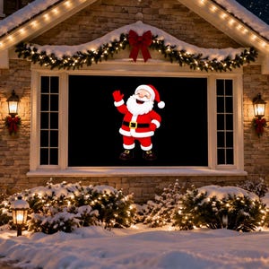 Waving Santa Claus Window Projection Video, Christmas Decoration (MP4 Loop)