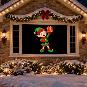 Elfen-Fensterprojektionsvideo, Weihnachtsgeschenkbox, MP4-Schleife (Digitaler Download)