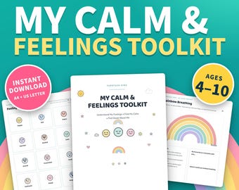Gefühlstabelle & Beruhigungsset für Kinder | Ausdruckbares Emotions-Toolkit, Affirmationskarten | Alter 4-10