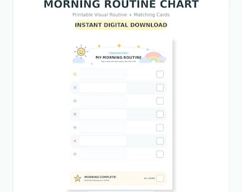 Morgenroutine-Plan für Kinder | Ausdruckbare Bildcheckliste mit visuellen Zeitplankarten