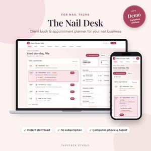 Nail Tech kundbok och tidsplanerare | Salongregister, inkomstspårare (digital nedladdning)
