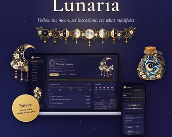 Moon Phase Planner & Ritual Journal | Undated Lunar Calendar, Moon Cycle Intentions, 369 Manifesting | Digital Witchy Planner