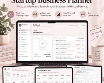 Interaktives Dashboard zur Geschäftsplanung für Startups | Budget, Checkliste für den Markteintritt (Digitaler Download)