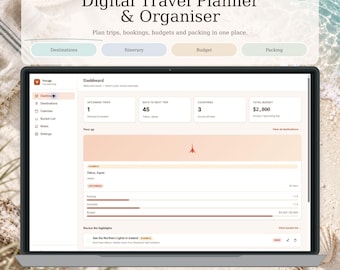 Digitale Reiseplaner-App | Reiseroute, Urlaubsbudget und Packliste | Funktioniert offline