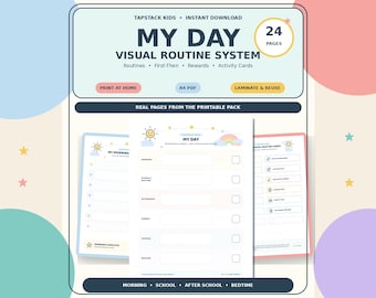 Visuelles Routineplan-Set für Kinder | Morgen-, Nachmittags- und Schlafenszeitplan (24 Seiten)