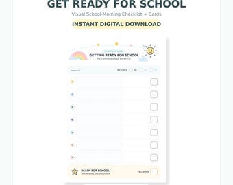 Morgenroutine-Plan für Kinder in der Schule | Visuelle Checkliste, zum Ausdrucken (Digitaler Download)