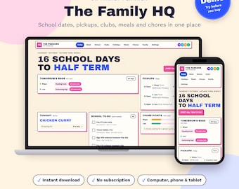 Familienplaner für Großbritannien | Schultermine, Hausarbeiten, Mahlzeiten, AGs (Digitaler Download)