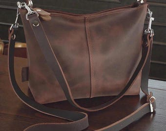 Leather Tote Bag for Women, Handmade Leather Shoulder Bag, Large Everyday Work Tote, Brown Leather Handbag, Crossbody Purse Gift for Her