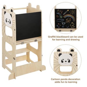 Torre di apprendimento Montessori, 3 in 1: sgabello da cucina, tavolo, lavagna (pieghevole)