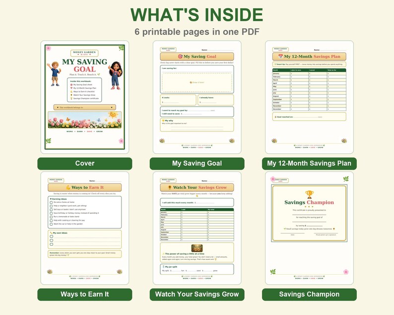Saving Guide.pdf Savings Goal Tracker for Kids, 12-week Printable Savings Plan, Kids ...