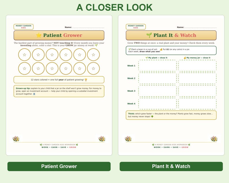 Compound Interest for Kids Printable, How Money Grows Worksheets, 6 ...