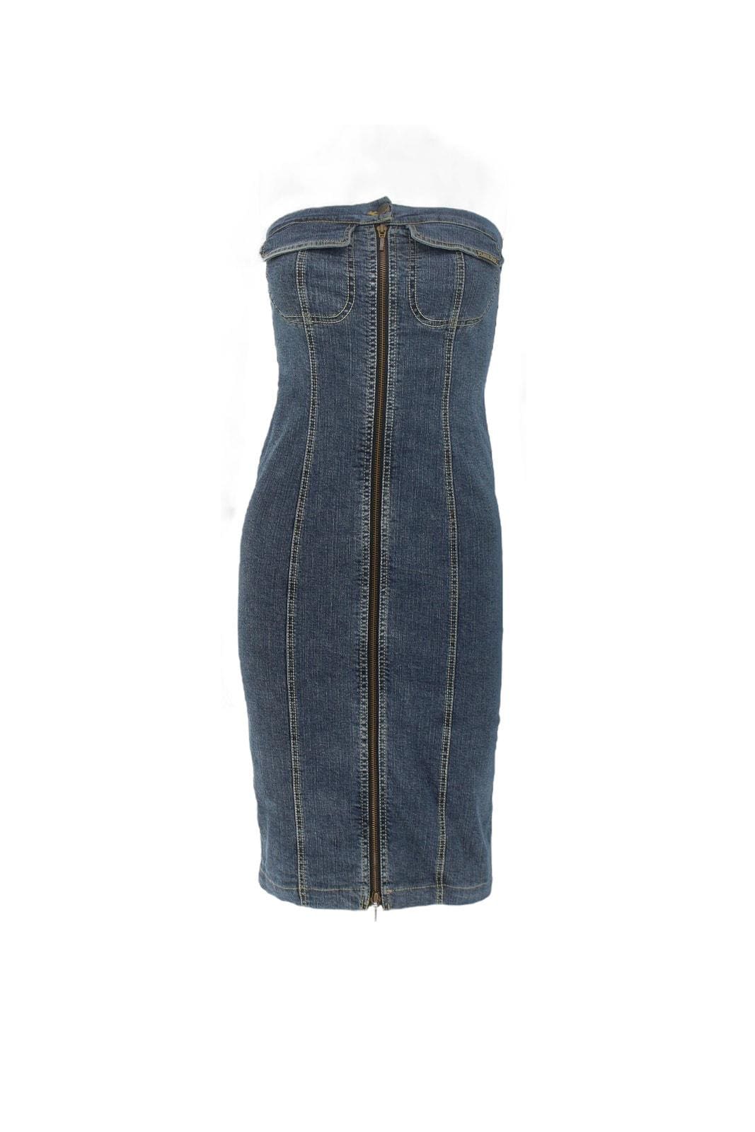 seam corset denim flare dress plein sud suede loafers for men Denim Blue Corset Midi Weekday sheer floaty chiffon Prom dress Made To Order Sizes:AU XL/14