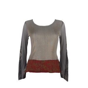 Rare Vintage Save the Queen Bell Sleeve Top S Italian Designer Y2K Patchwork Mesh Top Wearable Art Archive Fashion
