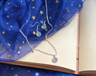 Dainty Lunar Jewelry Set | Celestial Necklace and Earring Set
