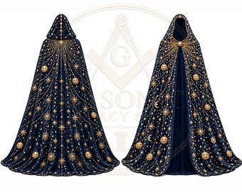 Capa con capucha azul marino celestial, disfraz de bruja gótica, capa de calabaza para Halloween