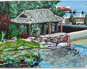 Japanese Pavilion Postcard, Impressionistic Landscape Art (4x6)