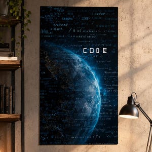 Póster de CODE Earth / Póster enrollado, Arte mural de ciencia ficción sobre programación