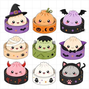 Halloween Dumpling PNG, Kawaii Spooky Clipart, Cute Glitter Dumpling Design, Kids Sublimation PNG, Digital Download