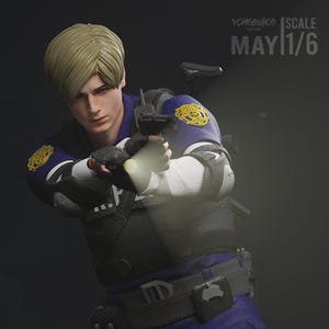 Leon Kennedy Resident Evil Hand Painted Figurine / DIY Kit 24 pcs