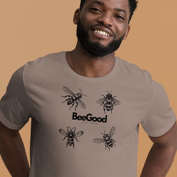 Stylish Unisex Tan Shirt with Unique Bee Square Pattern - Perfect Urban Wear and Birthday Gift for Bee Lovers