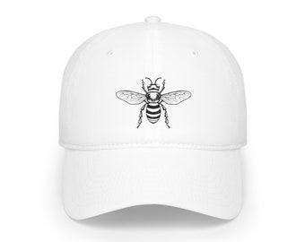 AbeilleBonne abeille. Casquette de baseball basse blanche. Taille unique (22,83 pouces de circonférence)