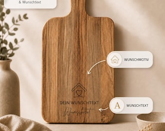 Schneidebrett personalisiert mit Gravur | Wunschtext & Wunschmotiv | Akazienholz Geschenk für Mama, Papa, Oma, Opa, Hochzeit