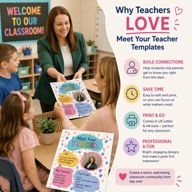 Meet the Teacher Template, Editable Canva Flyer, Teacher Introduction ...