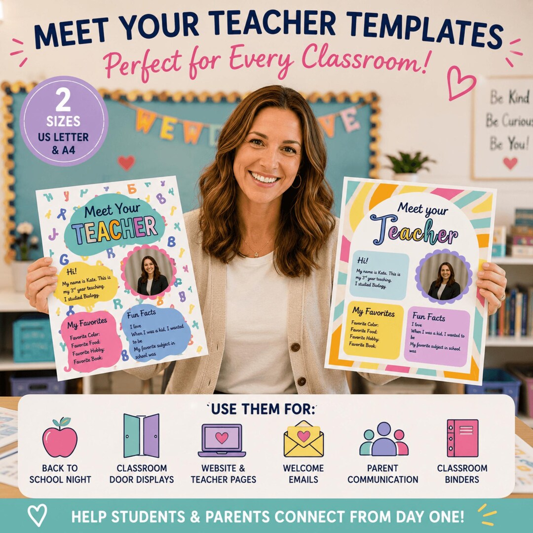 Meet the Teacher Template, Editable Canva Flyer, Teacher Introduction ...