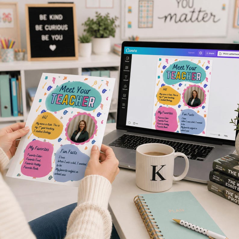 Meet the Teacher Template, Editable Canva Flyer, Teacher Introduction ...