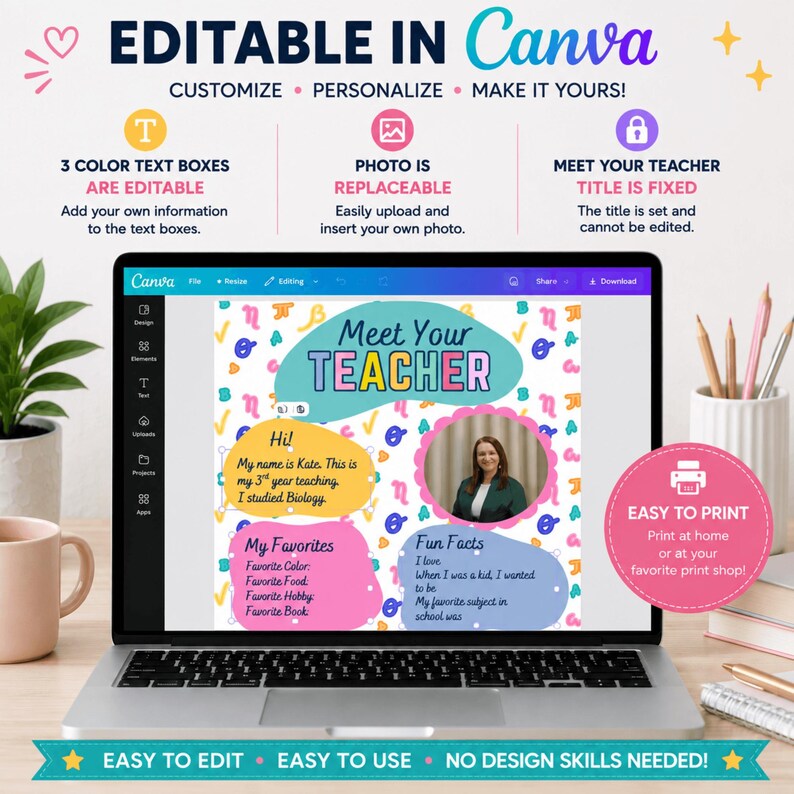 Meet the Teacher Template, Editable Canva Flyer, Teacher Introduction ...