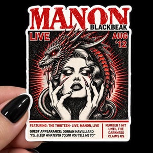 Manon Blackbeak Inspired Sticker | Witch & Wyvern Fantasy Bookish Art (Handmade)