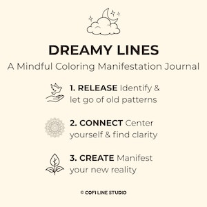 Dreamy Lines - Mindful Journaling PDF, Digital Journal, Self Care Workbook, Printable Coloring Pages for Mindfulness