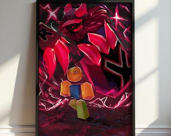Roblox Forsaken Poster, C00lkidd and Noob Wall Art, Red Horror Game Print, Gamer Bedroom Decor, Dark Fantasy Artwork, Unique Roblox Fan Gift