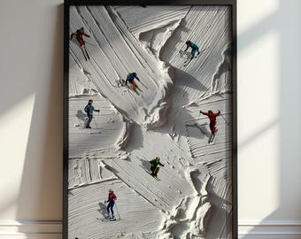 Werner Bronkhorst Ski Poster, Alpine Wall Art, Textured Snow Painting Print, Colorful Skiing Decor, Winter Sports Gift, Mountain Art Print