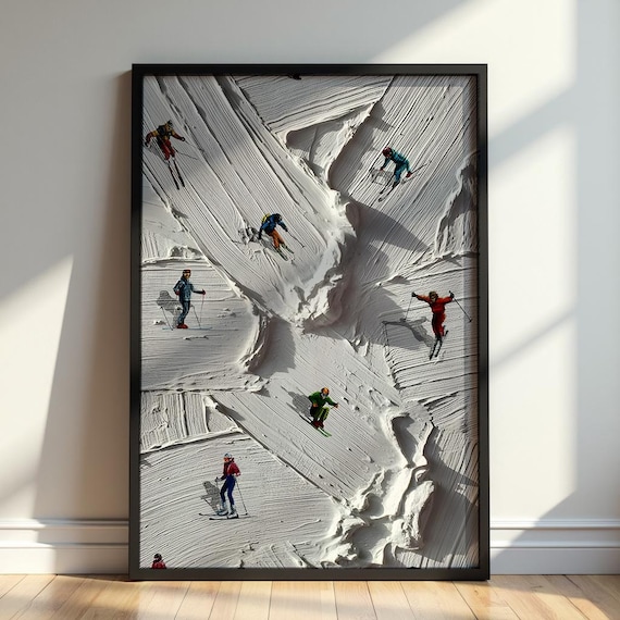 Werner Bronkhorst Ski Poster, Alpine Wall Art, Textured Snow Painting Print, Colorful Skiing Decor, Winter Sports Gift, Mountain Art Print